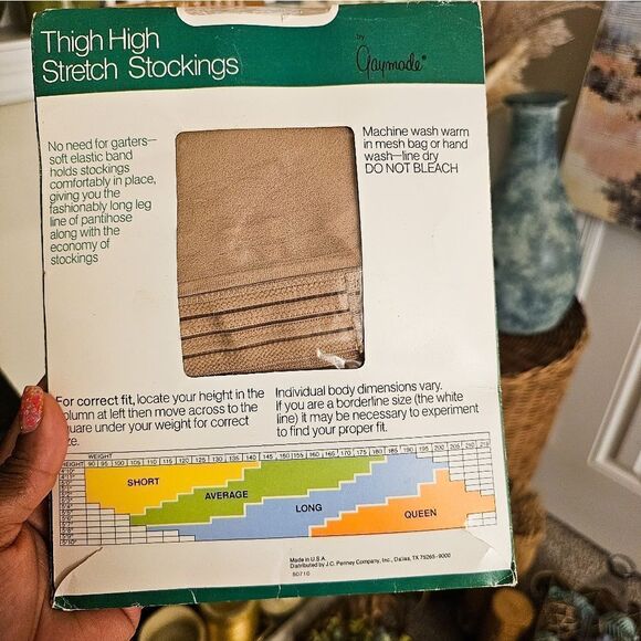 VTG Jcpenny 80's Misty Beige Thigh High Stretch Stocking. - Picture 2 of 5